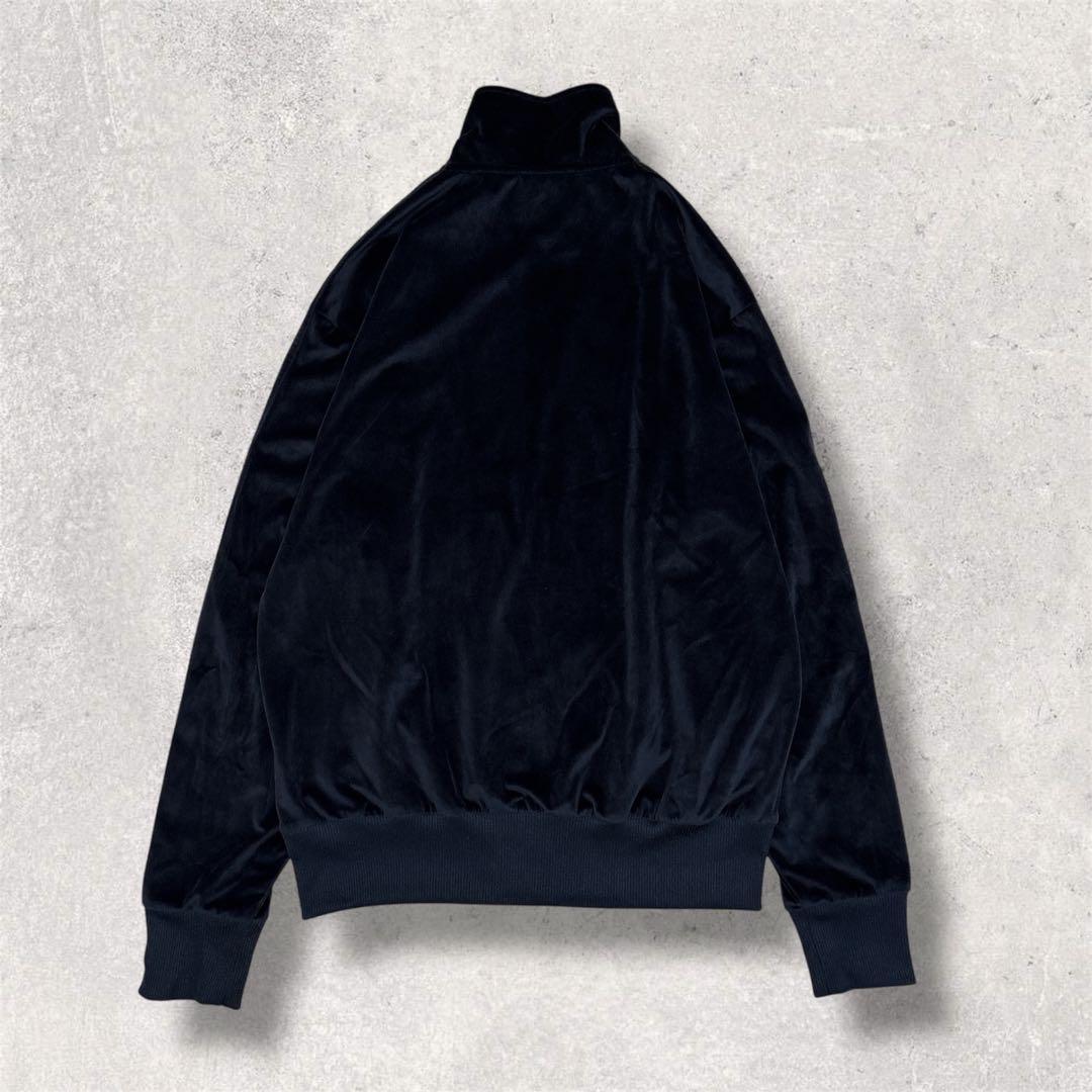 adidas 黒 × 金 ベロアジャケット ハイネック ベルベット ジャージ