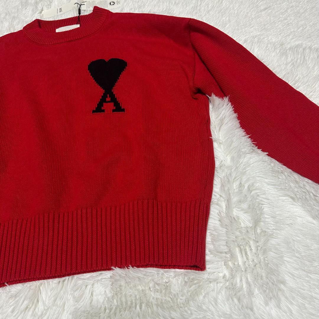 AMI PARIS アミパリス ハートロゴニット セーター レッド M