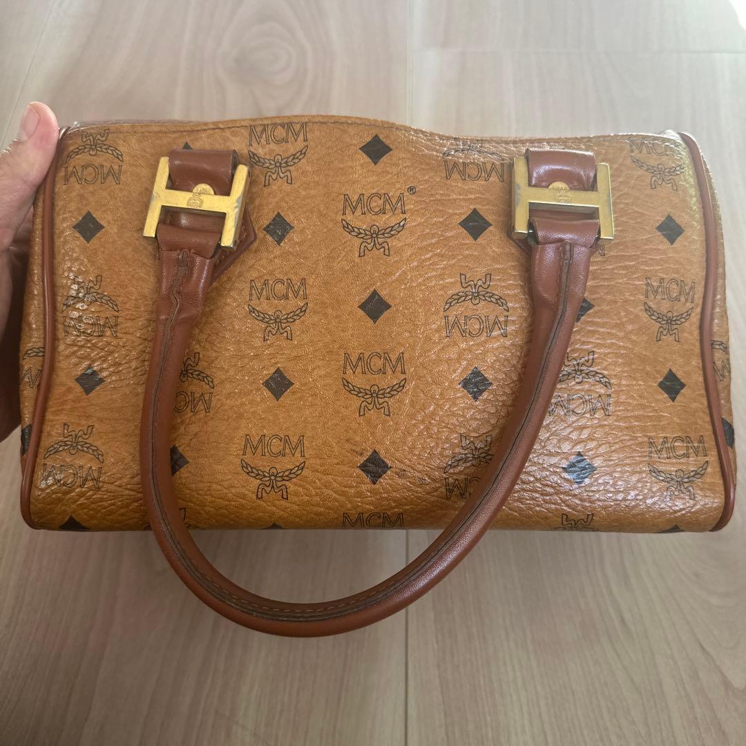 MCM ミニボストンバッグ ブラウン レザー