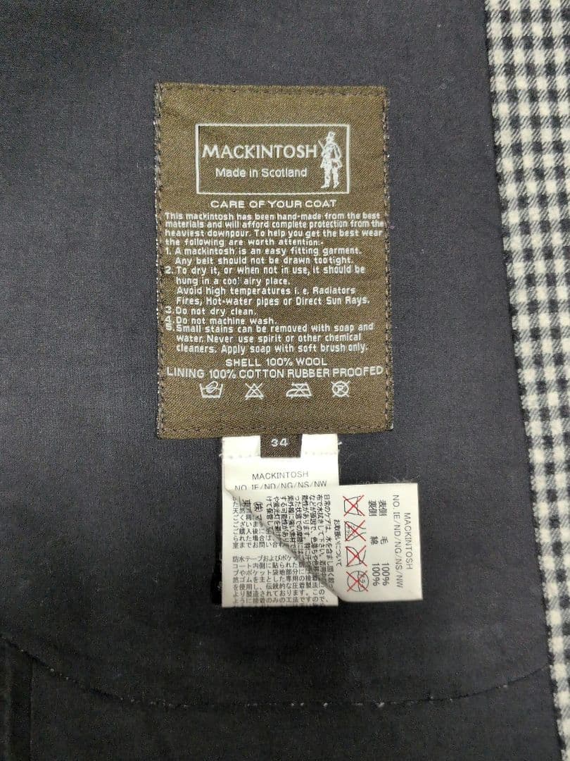 英国製 マッキントッシュロンドン ゴム引きコート レディース・チェック柄