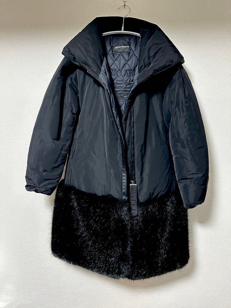 【定価23万】EMPORIO ARMANI ファーコート ロングコート ブラック