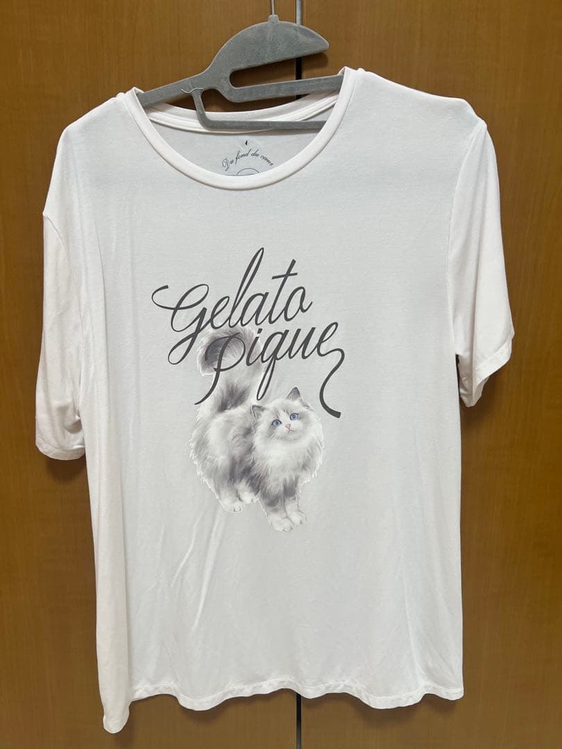 ジェラートピケ Cat柄ワンポイントTシャツ＆ロングパンツ (値下げ不可)