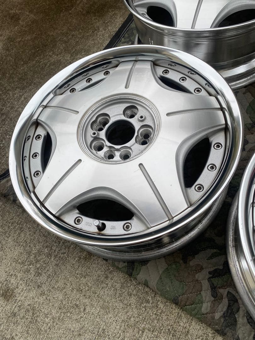 送料込 ① 16インチ WORKユーロライン 16×5.5J+40 前後リム違い