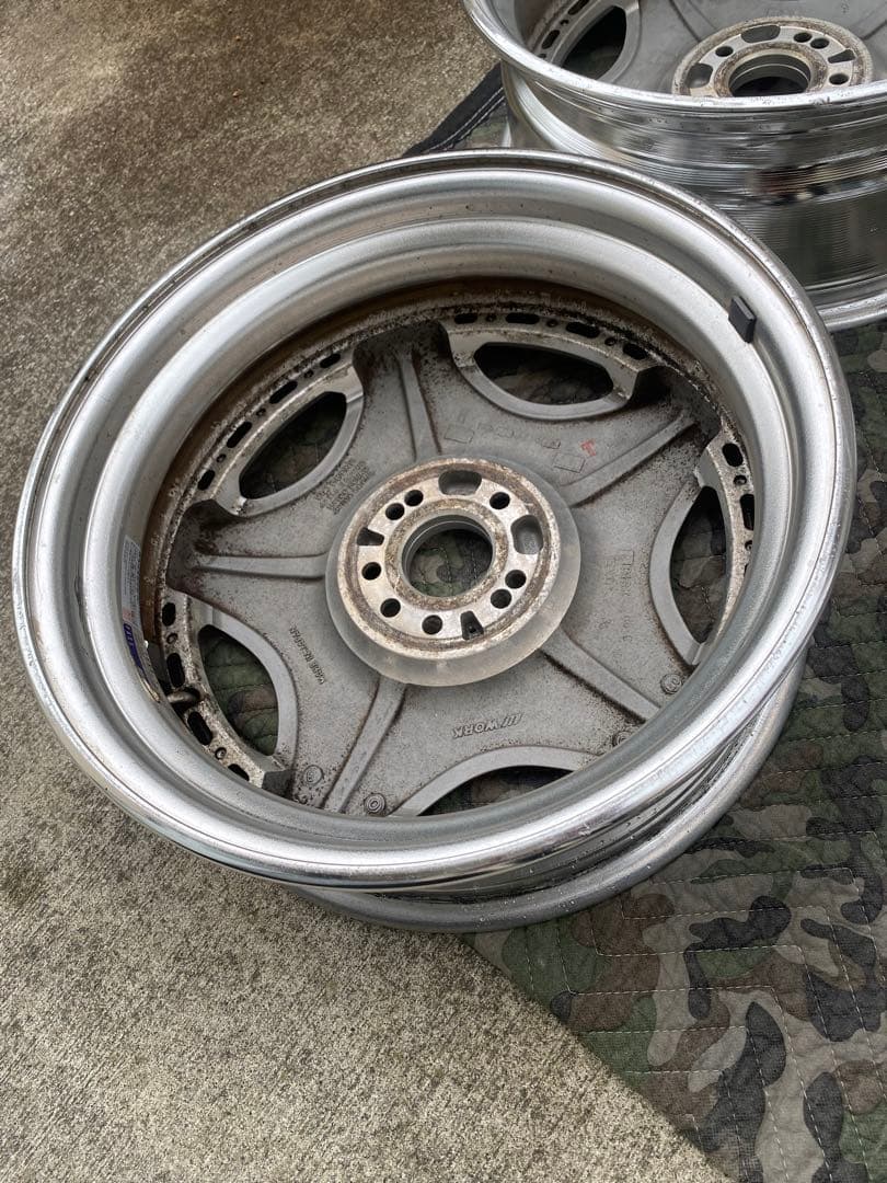 送料込 ① 16インチ WORKユーロライン 16×5.5J+40 前後リム違い