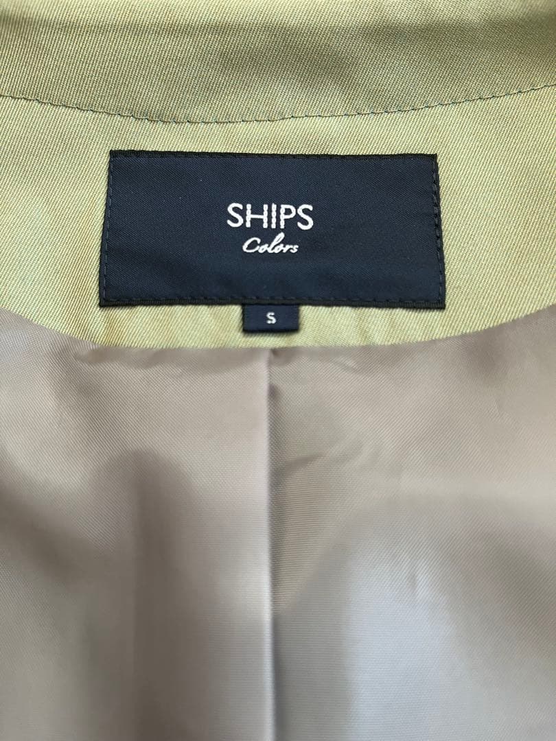 美品　SHIPS シップス　ノーカラーコート　トレンチコート　スプリングコート