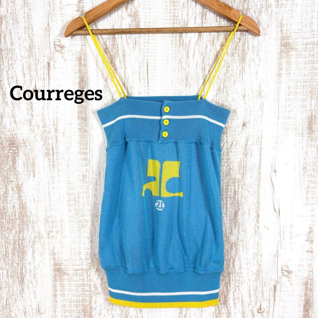 90s Courreges クレージュ ロゴ キャミソール サマーニット y2k