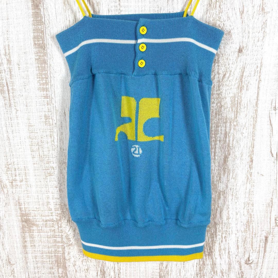 90s Courreges クレージュ ロゴ キャミソール サマーニット y2k
