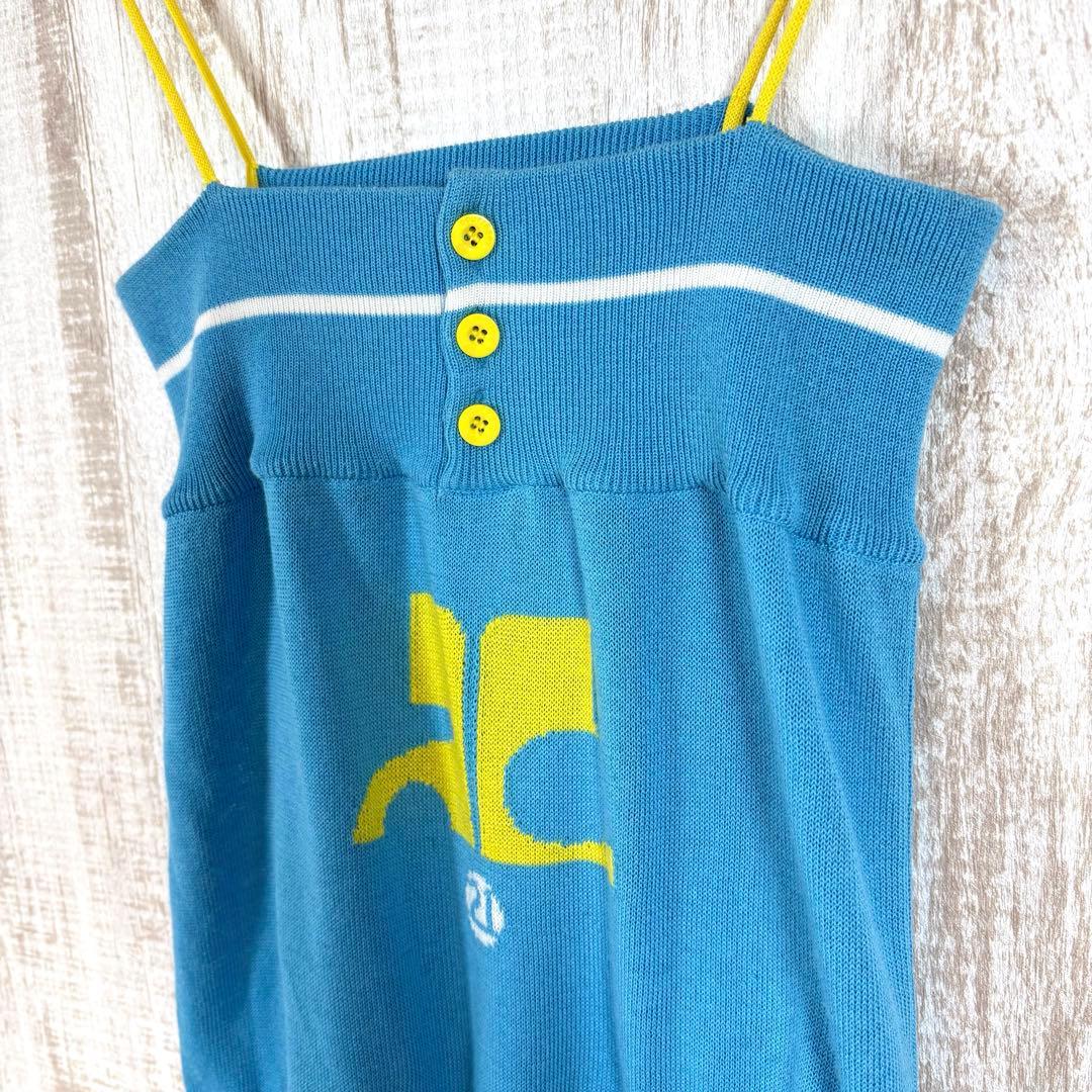 90s Courreges クレージュ ロゴ キャミソール サマーニット y2k