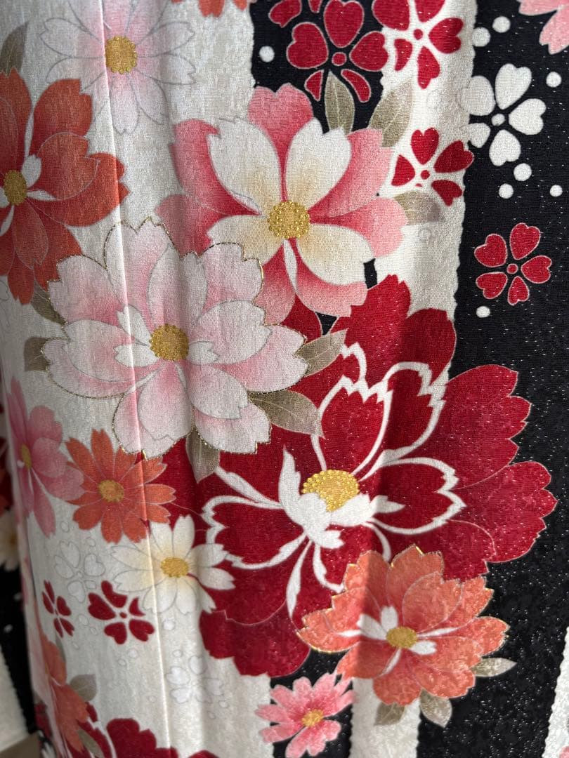 専用です！❤️お洒落で可愛い振袖フルセット（７点）正絹振袖　袋帯　成人式　白黒地