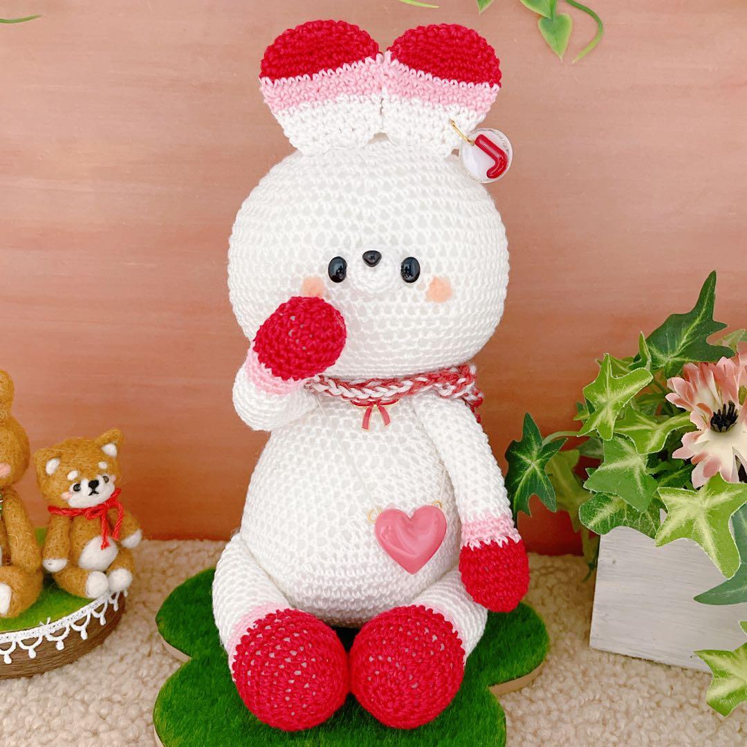 あみぐるみ　ハートポシェットのキュートレトロんなPUUCUうさちゃん【特別価格】