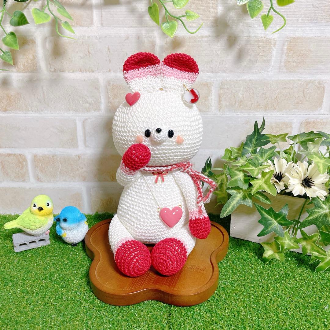 あみぐるみ　ハートポシェットのキュートレトロんなPUUCUうさちゃん【特別価格】