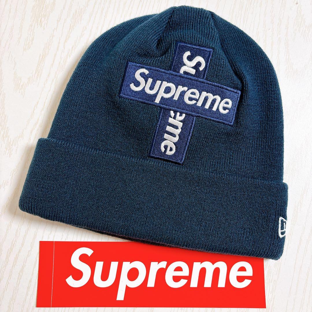 Supreme NEW ERA ニット帽　クロスBOXロゴ　ネイビー　紺