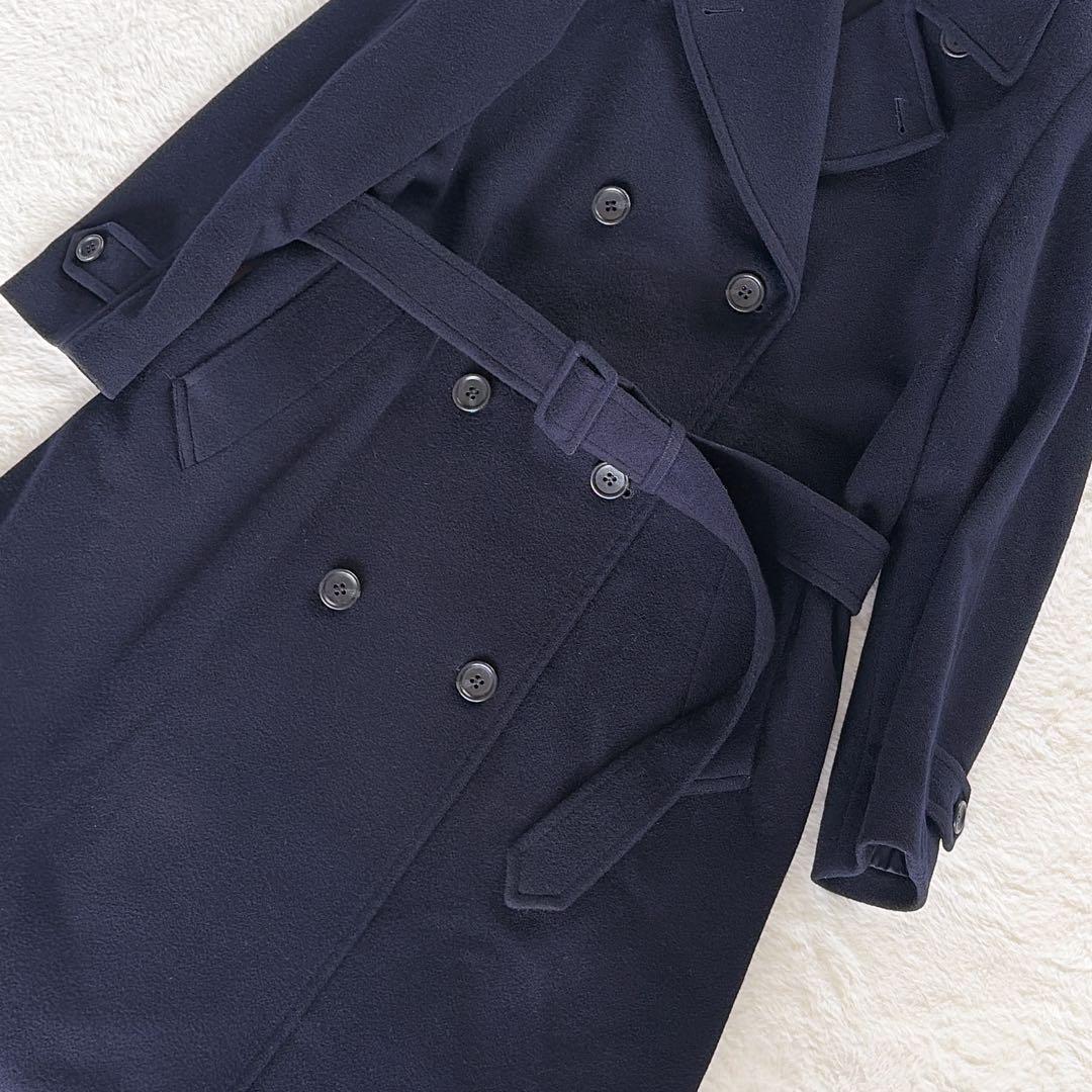 希少✨【マーガレットハウエル】カシミヤウール ダブルロングコート ネイビー II