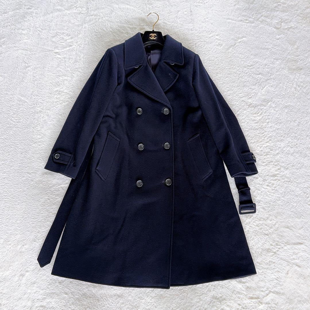 希少✨【マーガレットハウエル】カシミヤウール ダブルロングコート ネイビー II