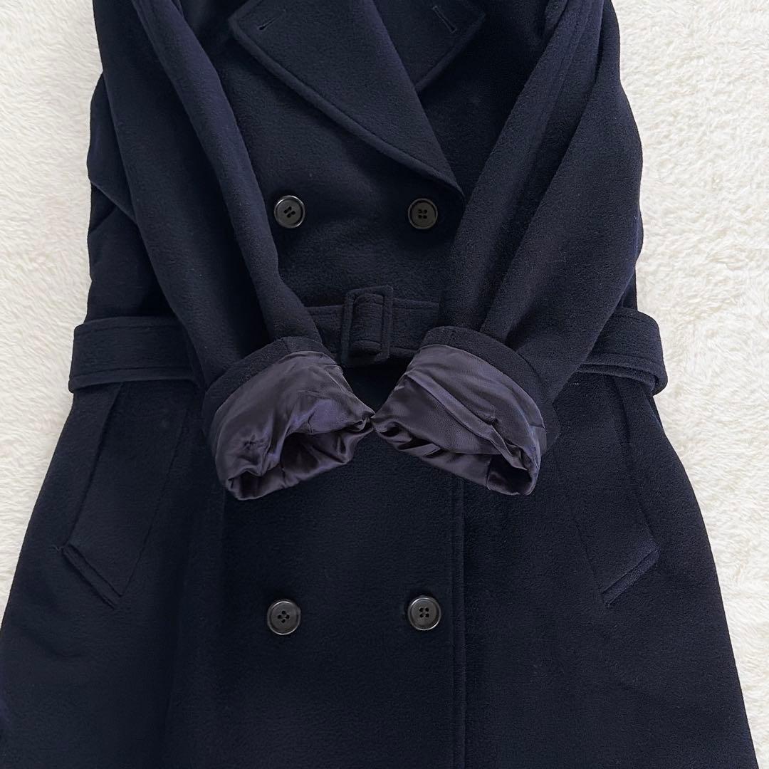 希少✨【マーガレットハウエル】カシミヤウール ダブルロングコート ネイビー II