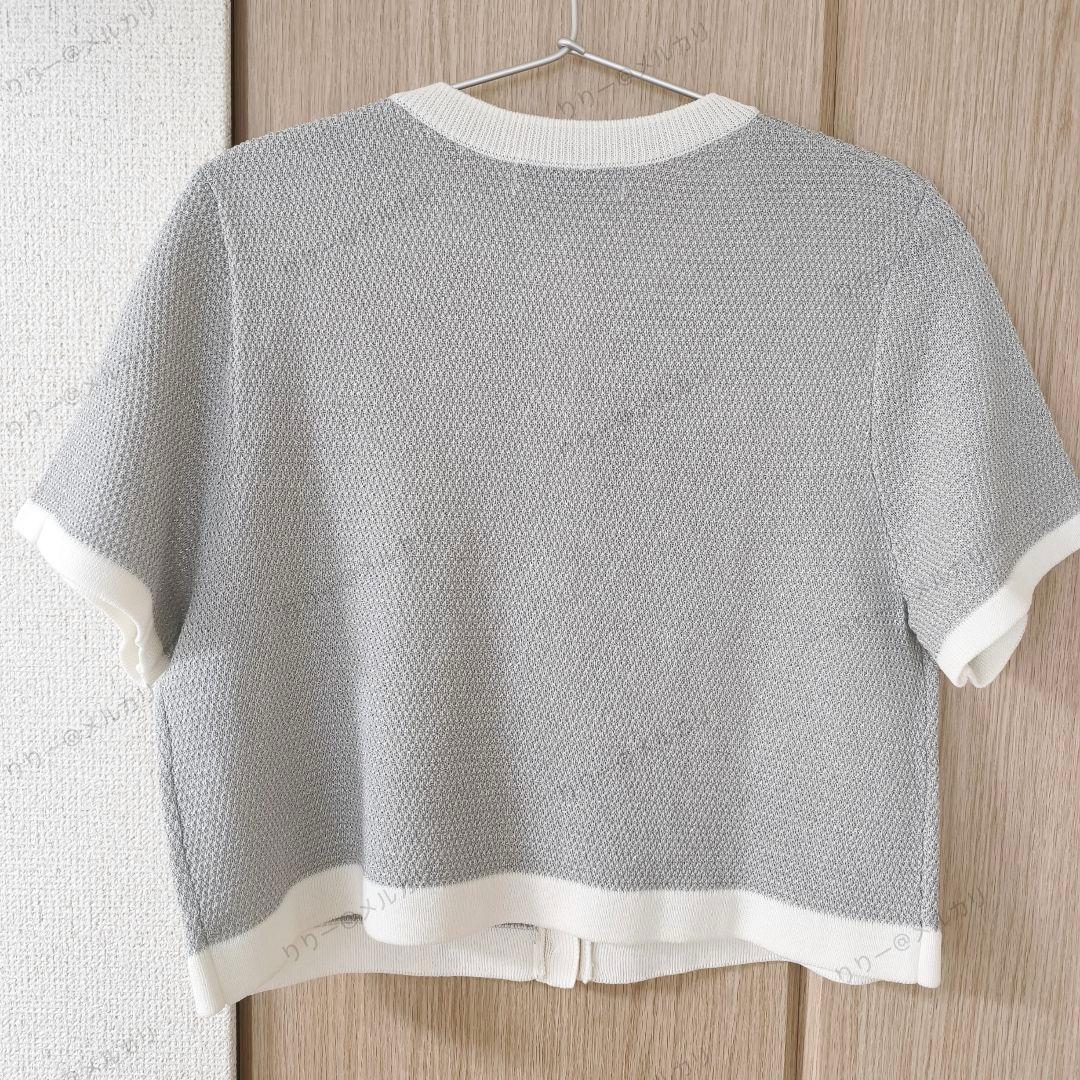 25SS美品・サイズ2　JUSGLITTY　シャイニー配色ジャケットカーディガン