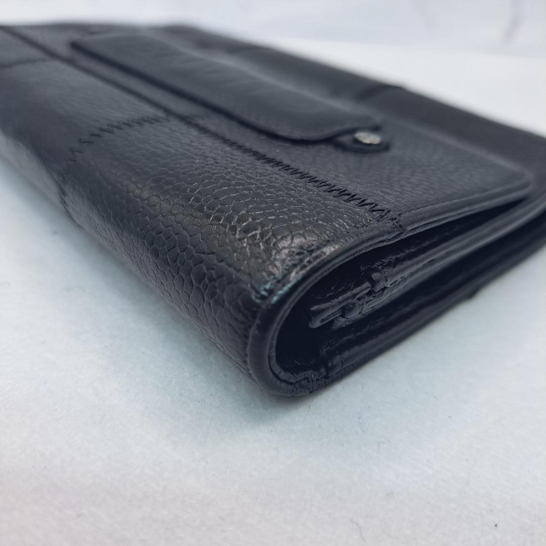 CHANEL　ワイルドステッチ　コンパクト　ブラック　二つ折り財布　財布