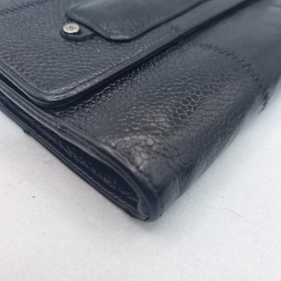 CHANEL　ワイルドステッチ　コンパクト　ブラック　二つ折り財布　財布