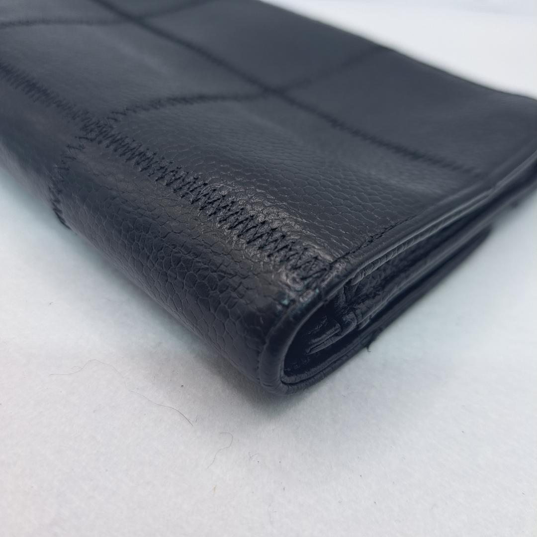 CHANEL　ワイルドステッチ　コンパクト　ブラック　二つ折り財布　財布