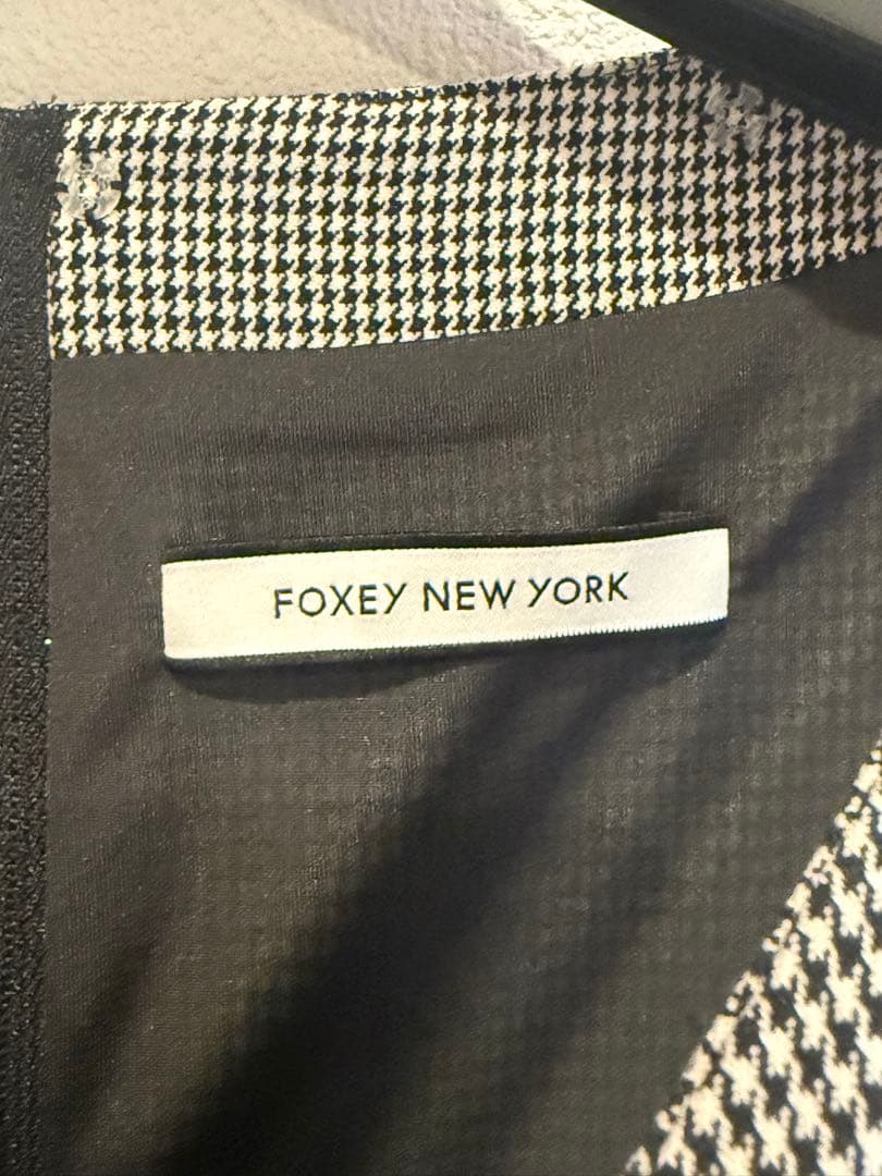 白襟付き⭐︎FOXEY NEW YORK ノースリーブワンピース グレー 38