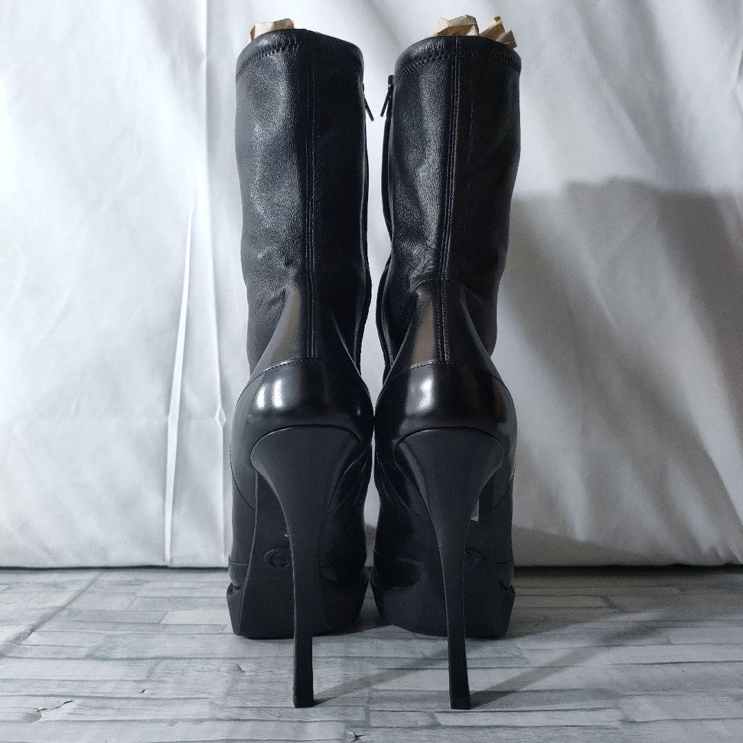 保存袋付き美品✨GUCCI　ラムレザーハイヒールブーツ　黒　36