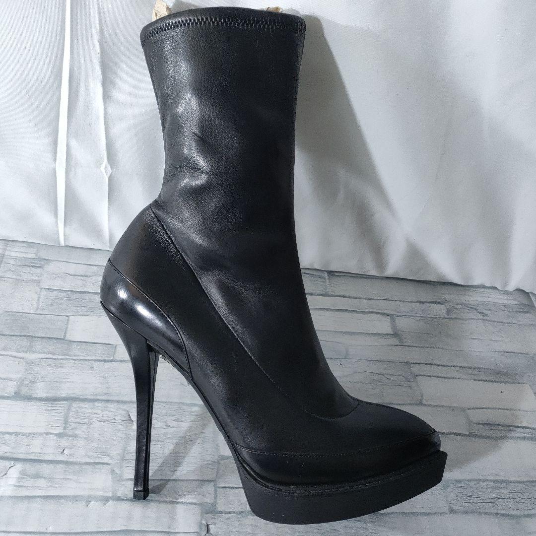 保存袋付き美品✨GUCCI　ラムレザーハイヒールブーツ　黒　36