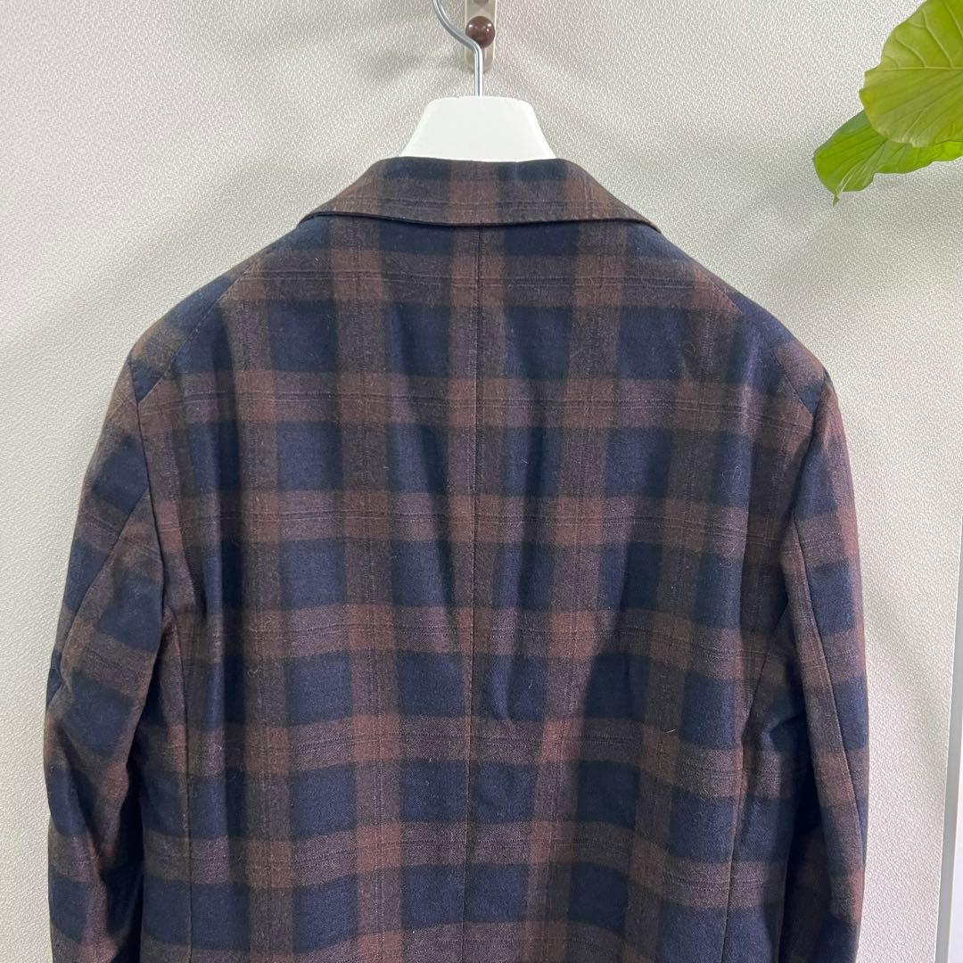 ◉美品　タリアトーレ　ブラウンネイビーチェックジャケット　48