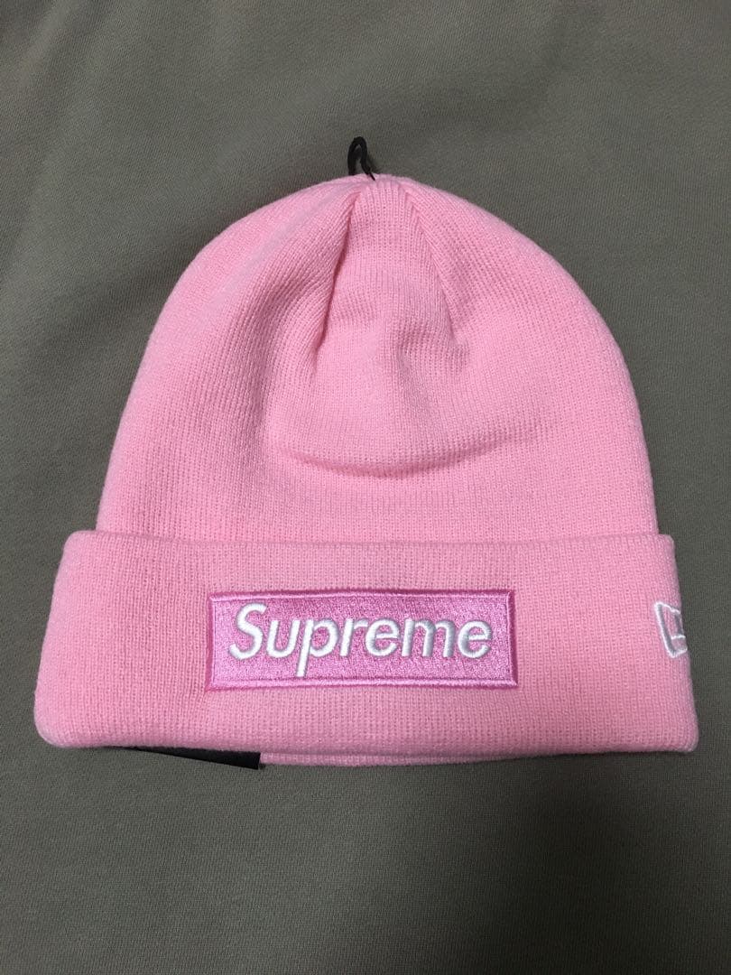 ニューエラ　シュプリーム　ボックスロゴ　ビーニー　ピンク　新品　24AW