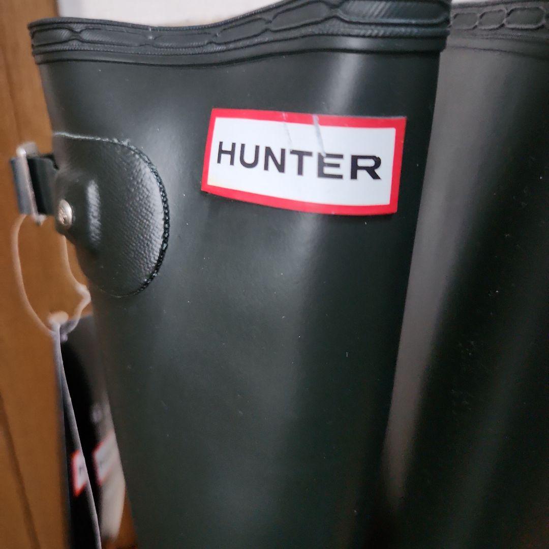 HUNTER 長靴 ダークグリーン バックル付き