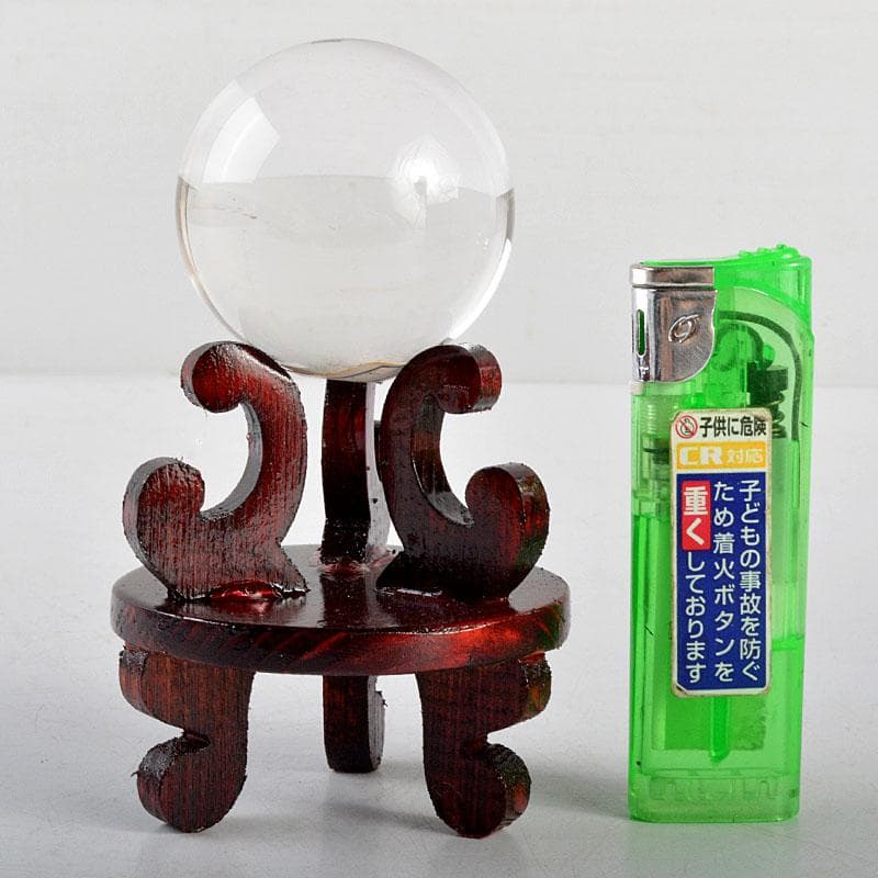 水晶玉　パワーストーン　直径約45mm　唐木台・時代箱付　M　R4806