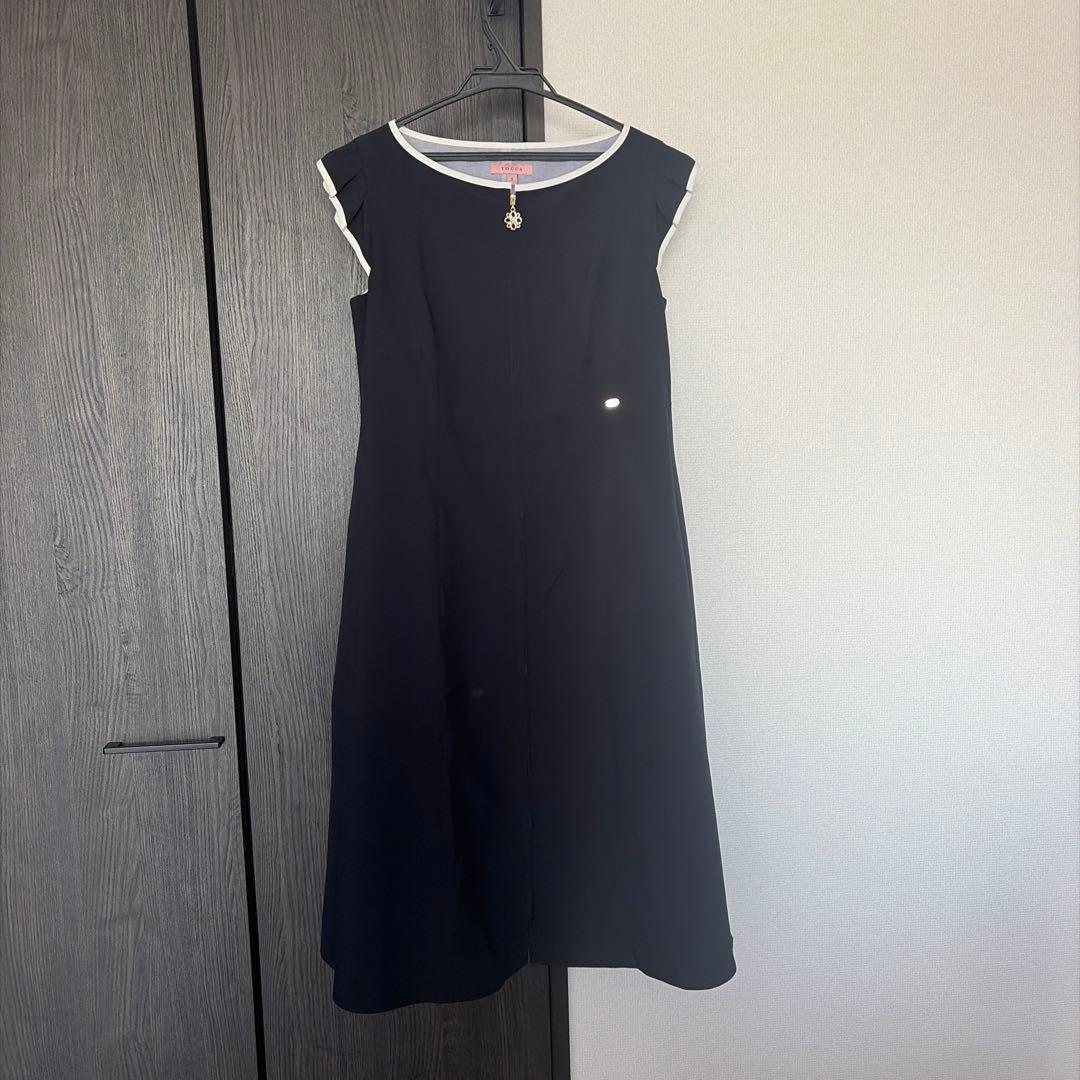 TOCCA 洗える 前開き ワンピース ネイビー 2 M-L トッカ 9号11号