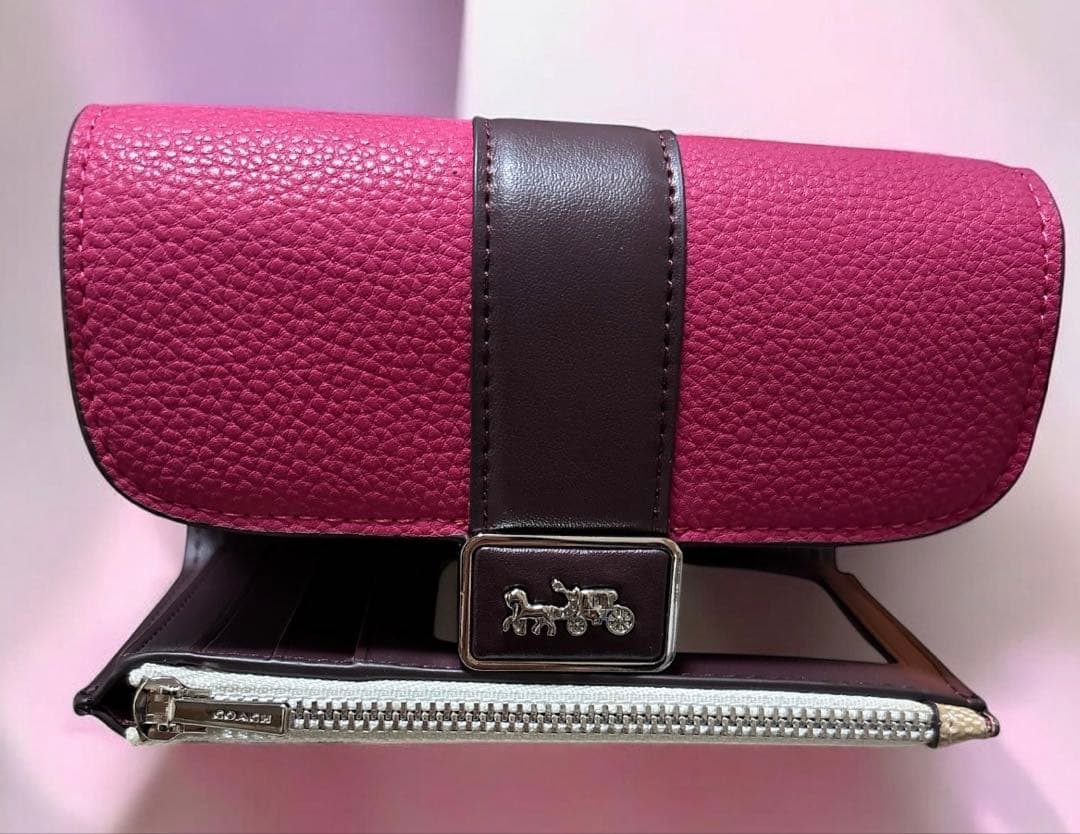 【新品】COACH ★折り財布ベージュ/ピンク《新品》