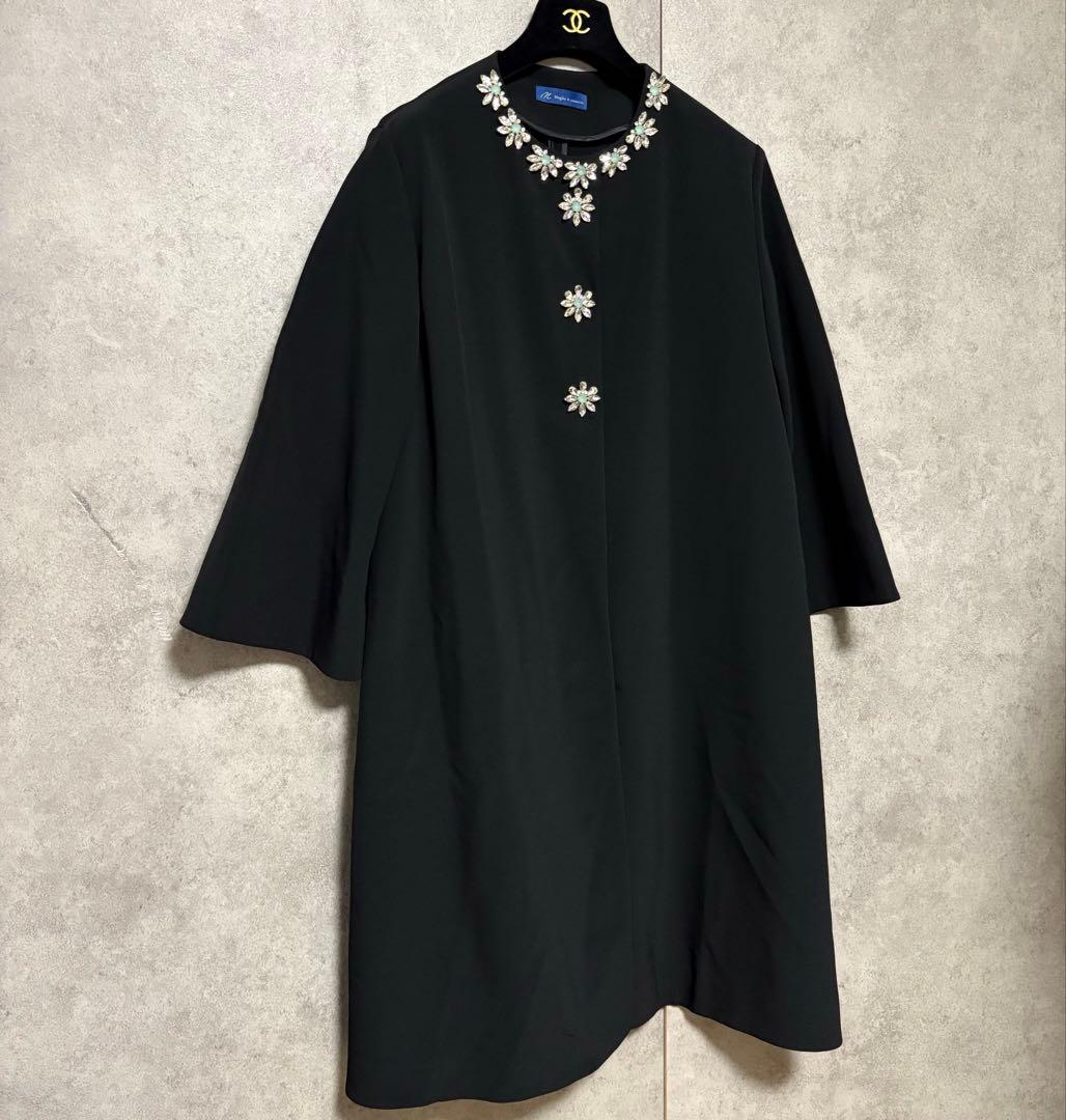 美品✨マーリエルカセット ビジュー　ノーカラーコート ブラック 13号 卒業式