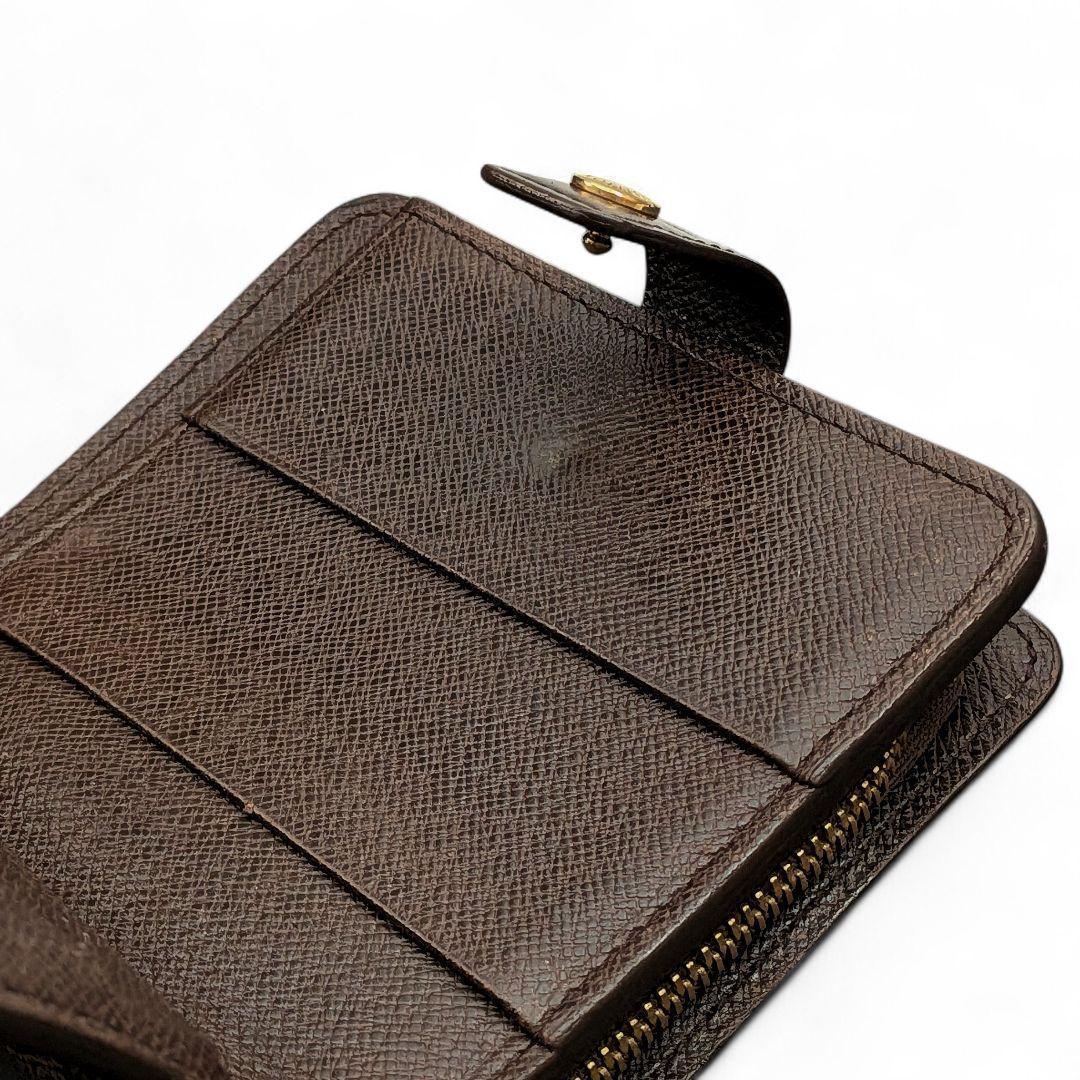 【美品】 ルイヴィトン コンパクトジップ ダミエ エベヌ 二つ折り財布
