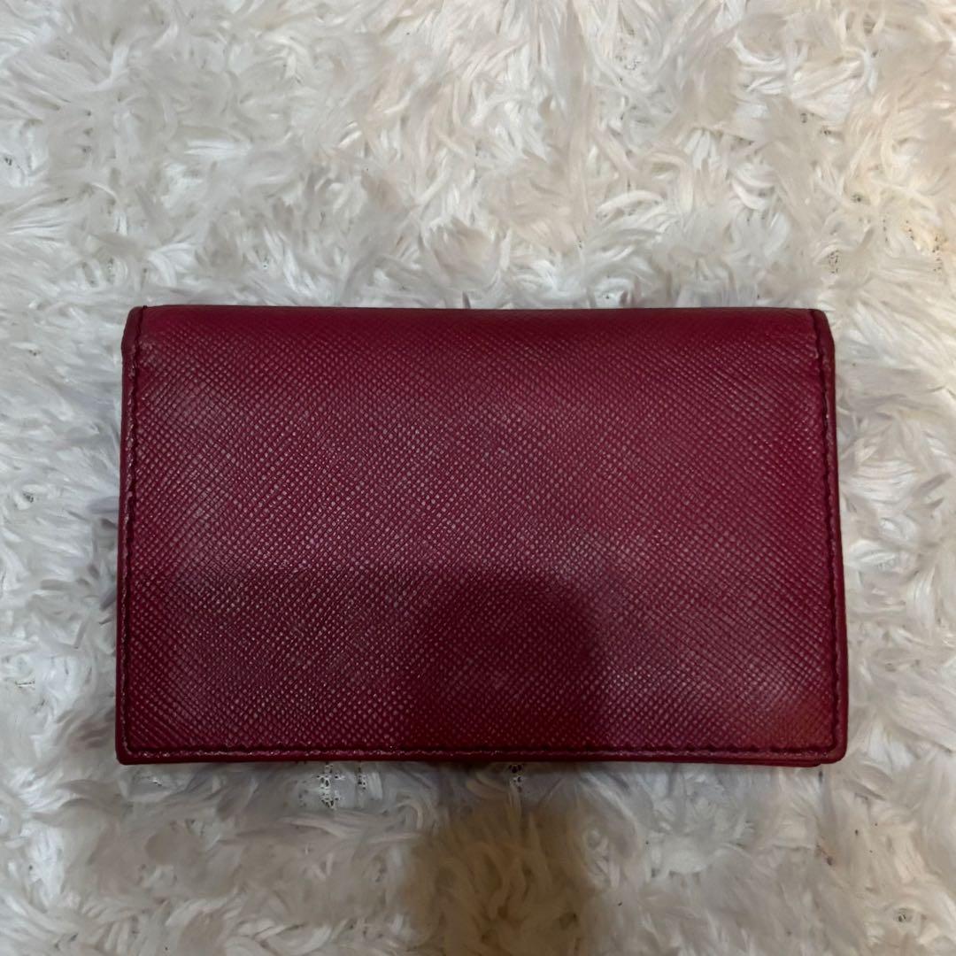 美品 PRADA プラダ 名刺入れ サフィアーノレザー メタルロゴ ピンク