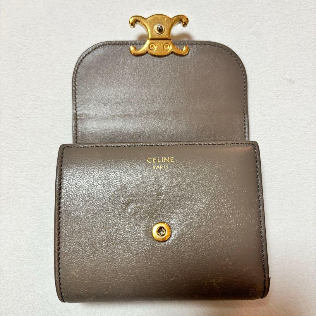 CELINE セリーヌ トリオンフ 二つ折り財布 グレージュ