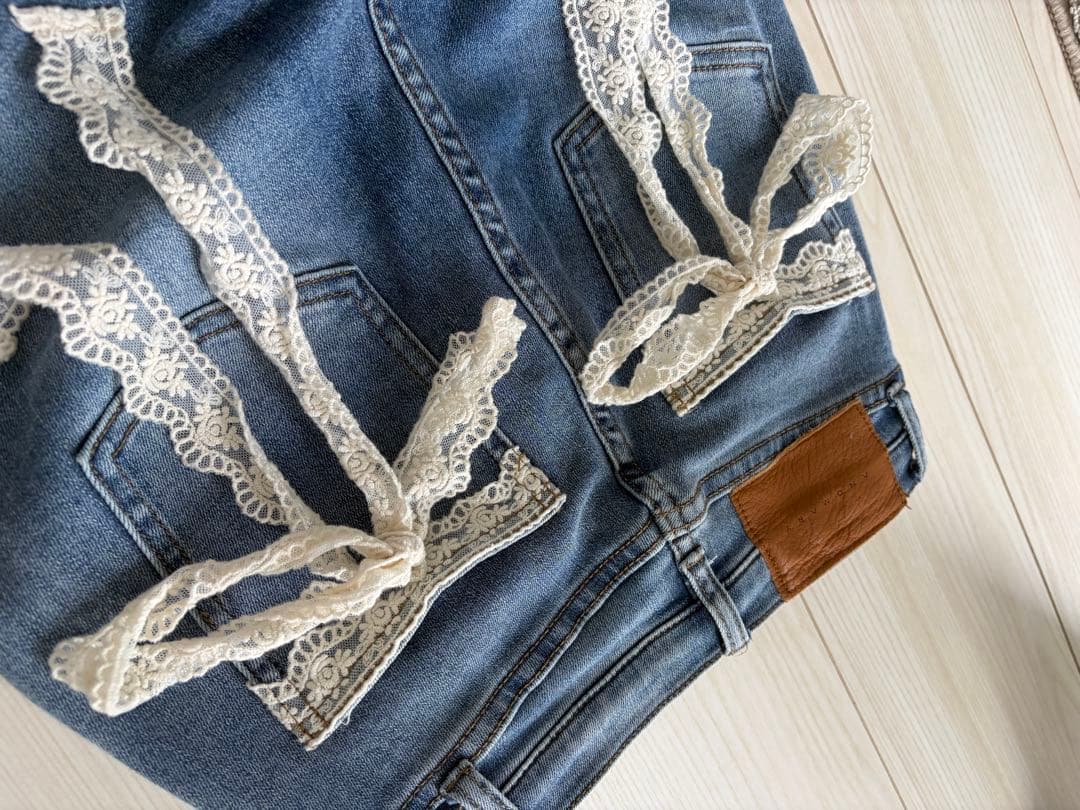 【ANDMARY】Lacey ribbon denim