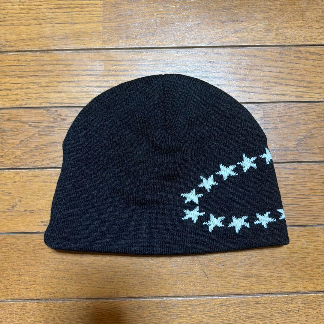 黒 星模様 ニット帽 Fサイズ