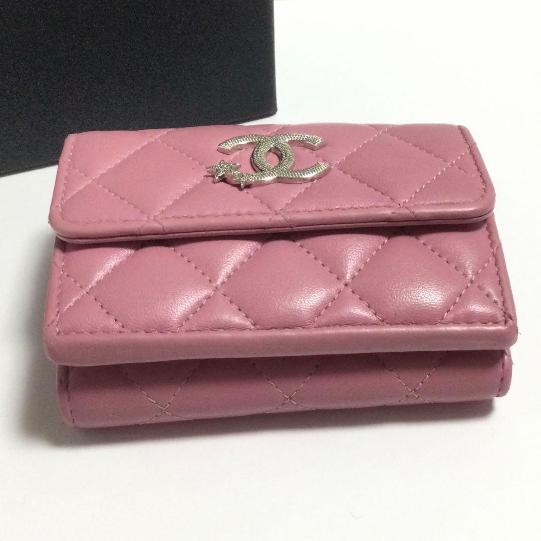 希少★シャネル マトラッセ ココスター ラムスキン　ウォレット 三つ折り財布