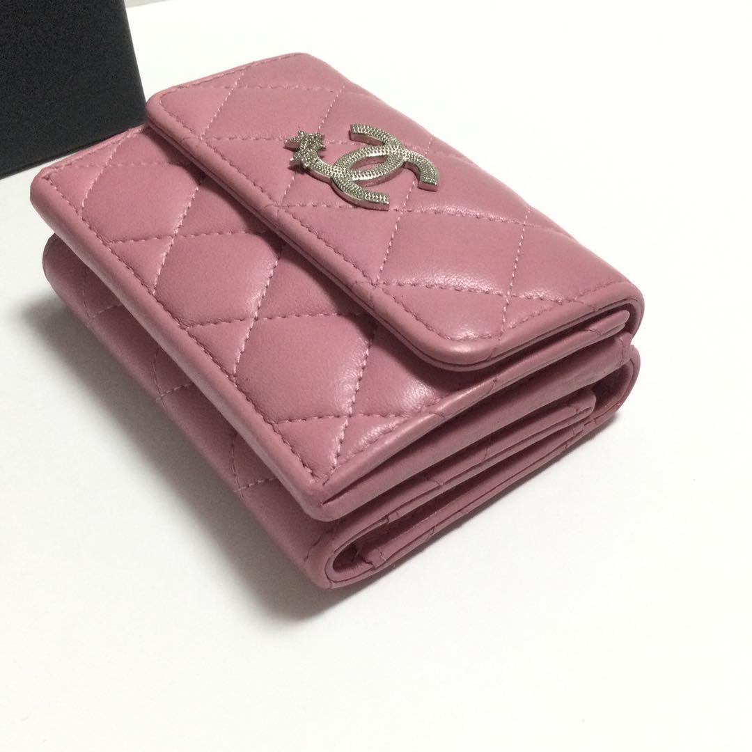希少★シャネル マトラッセ ココスター ラムスキン　ウォレット 三つ折り財布