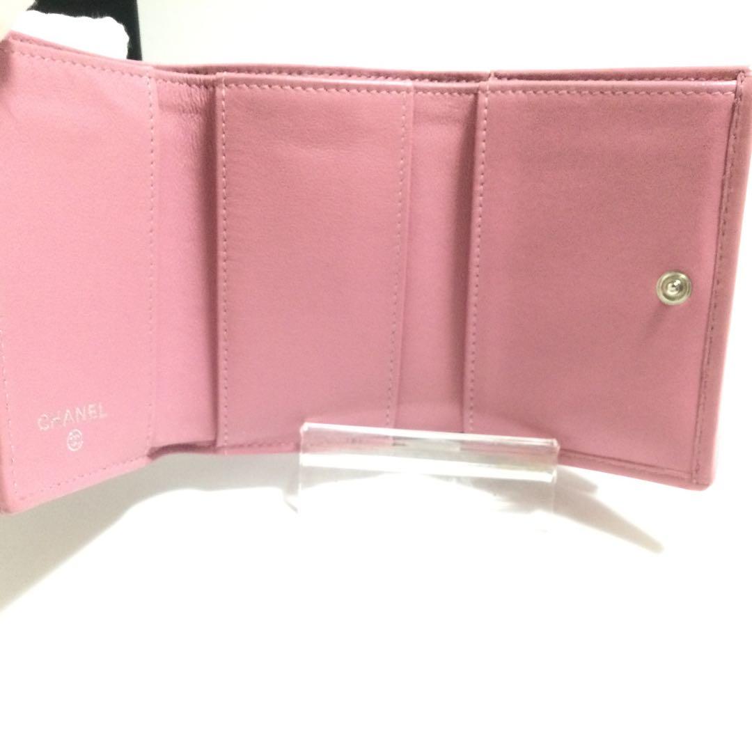 希少★シャネル マトラッセ ココスター ラムスキン　ウォレット 三つ折り財布