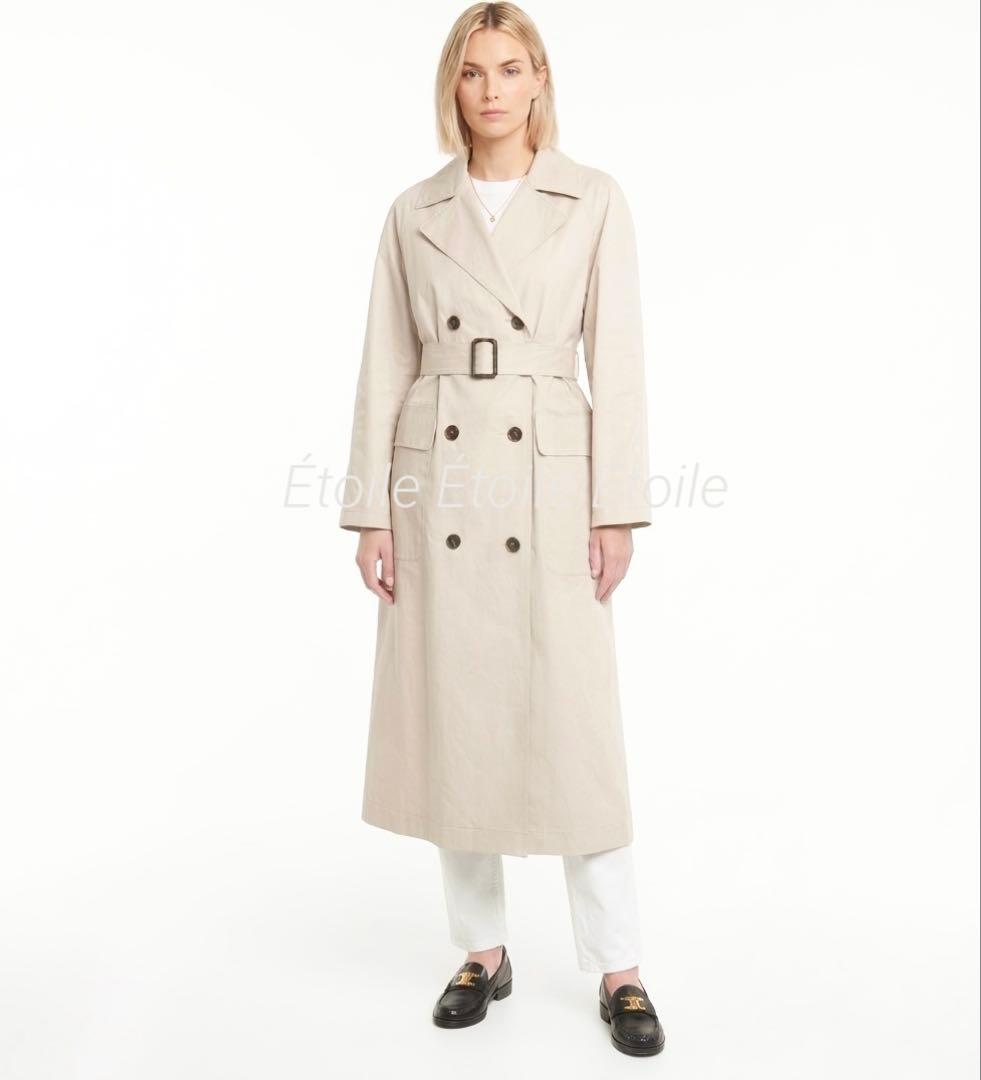 23SS 新品同様MaxMara 白タグ コットンツイル トレンチ 34 M
