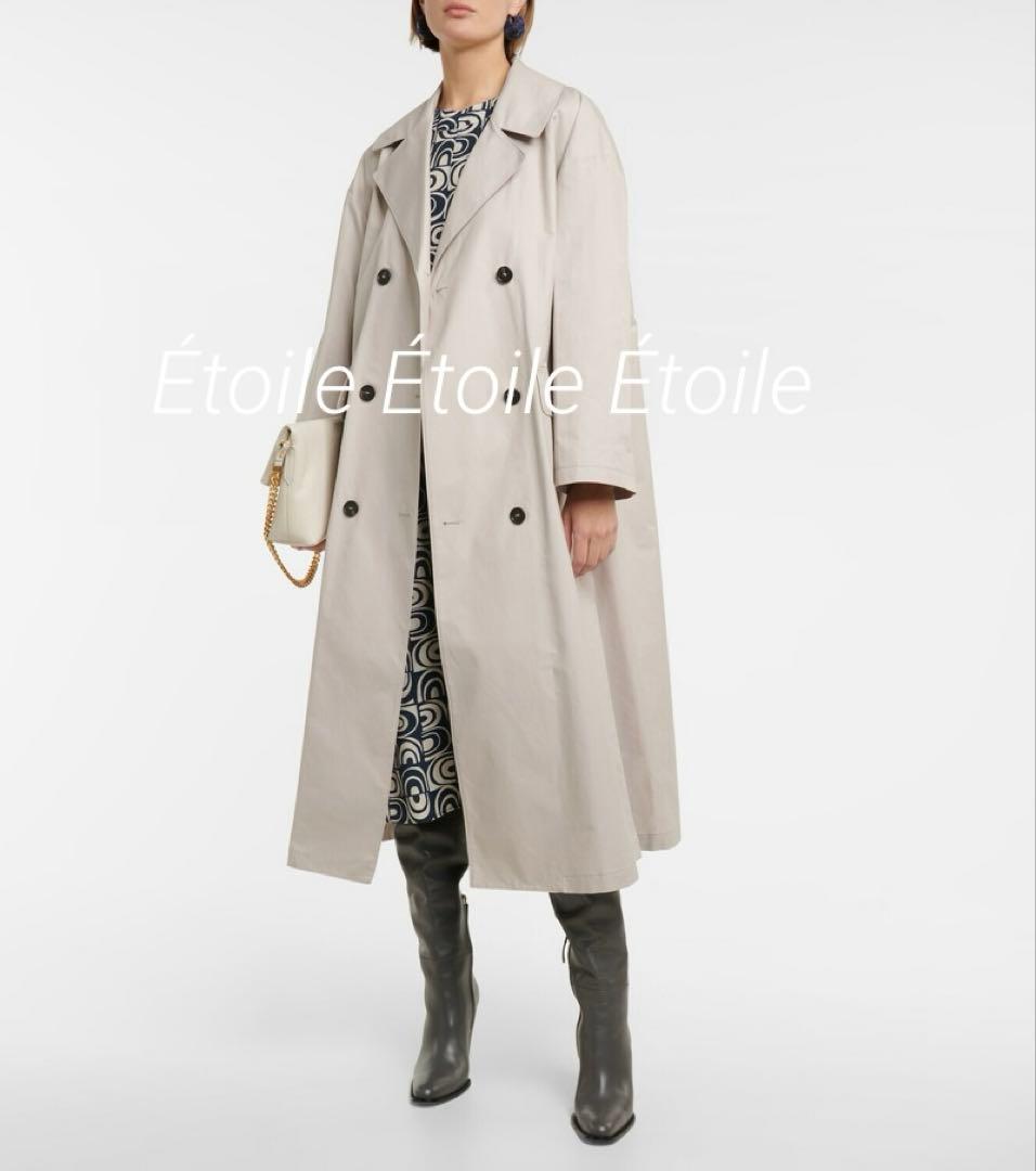 23SS 新品同様MaxMara 白タグ コットンツイル トレンチ 34 M