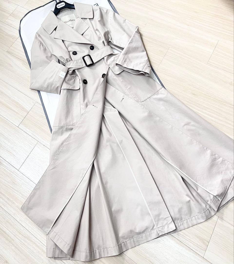 23SS 新品同様MaxMara 白タグ コットンツイル トレンチ 34 M