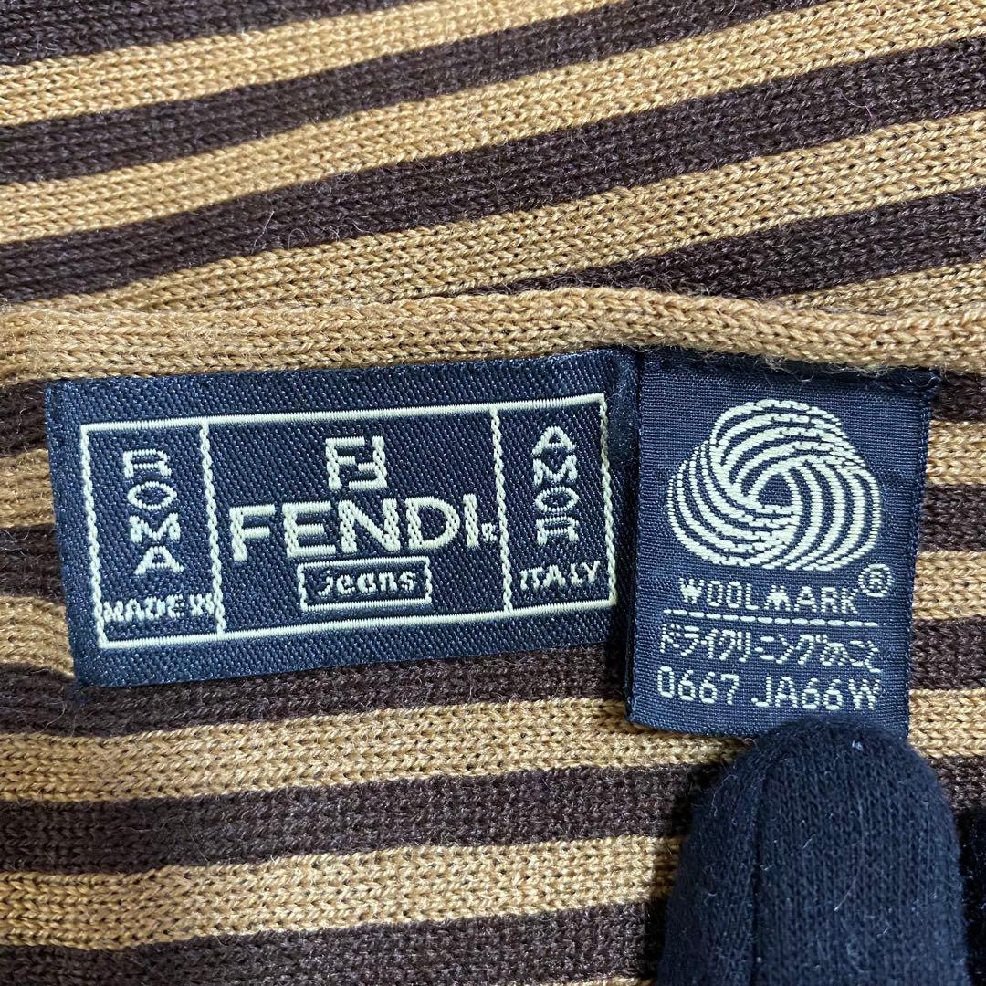 FENDI　フェンディ　マフラー　ストール　ウール　ロゴ　ズッカ　リバーシブル
