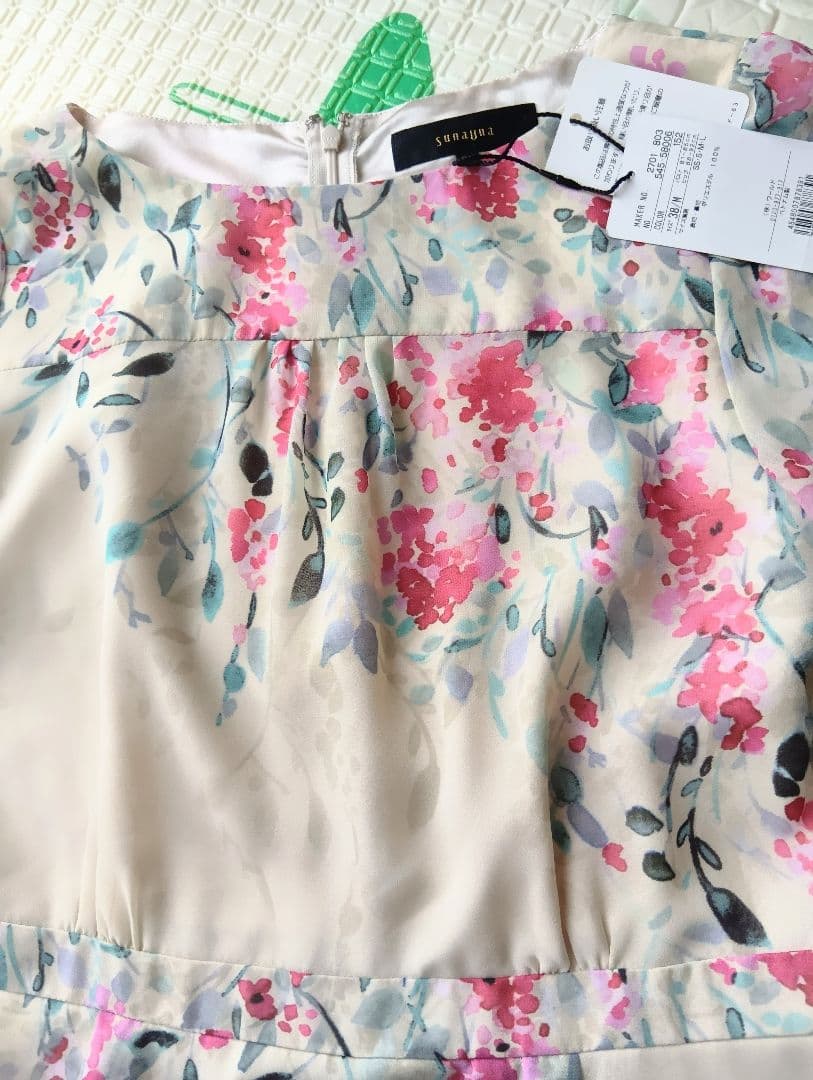 【未使用タグ付】SunaUna　スーナウーナ　花柄シフォンワンピース　М
