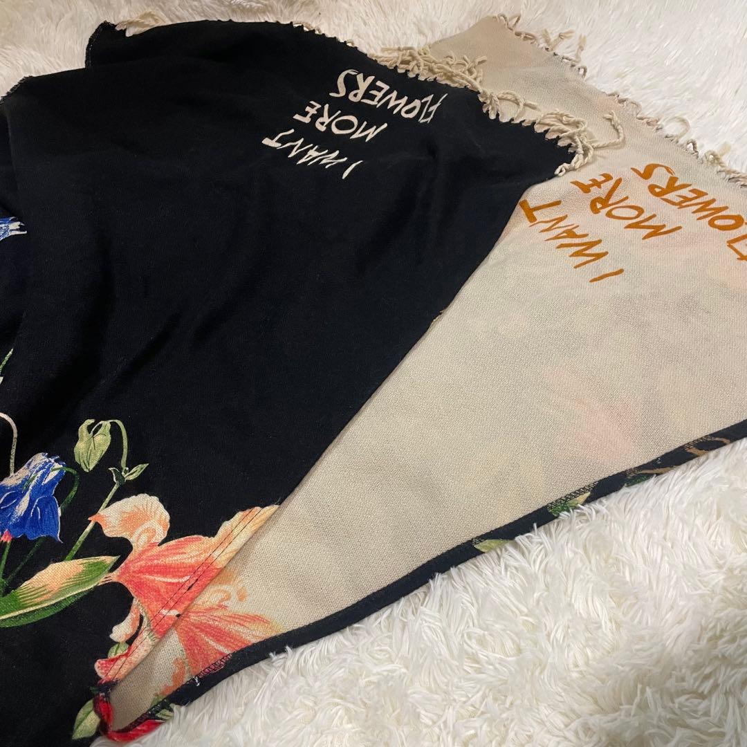 Desigual 花柄 ポンチョ　大判ストール　リバーシブル　膝掛け　羽織り