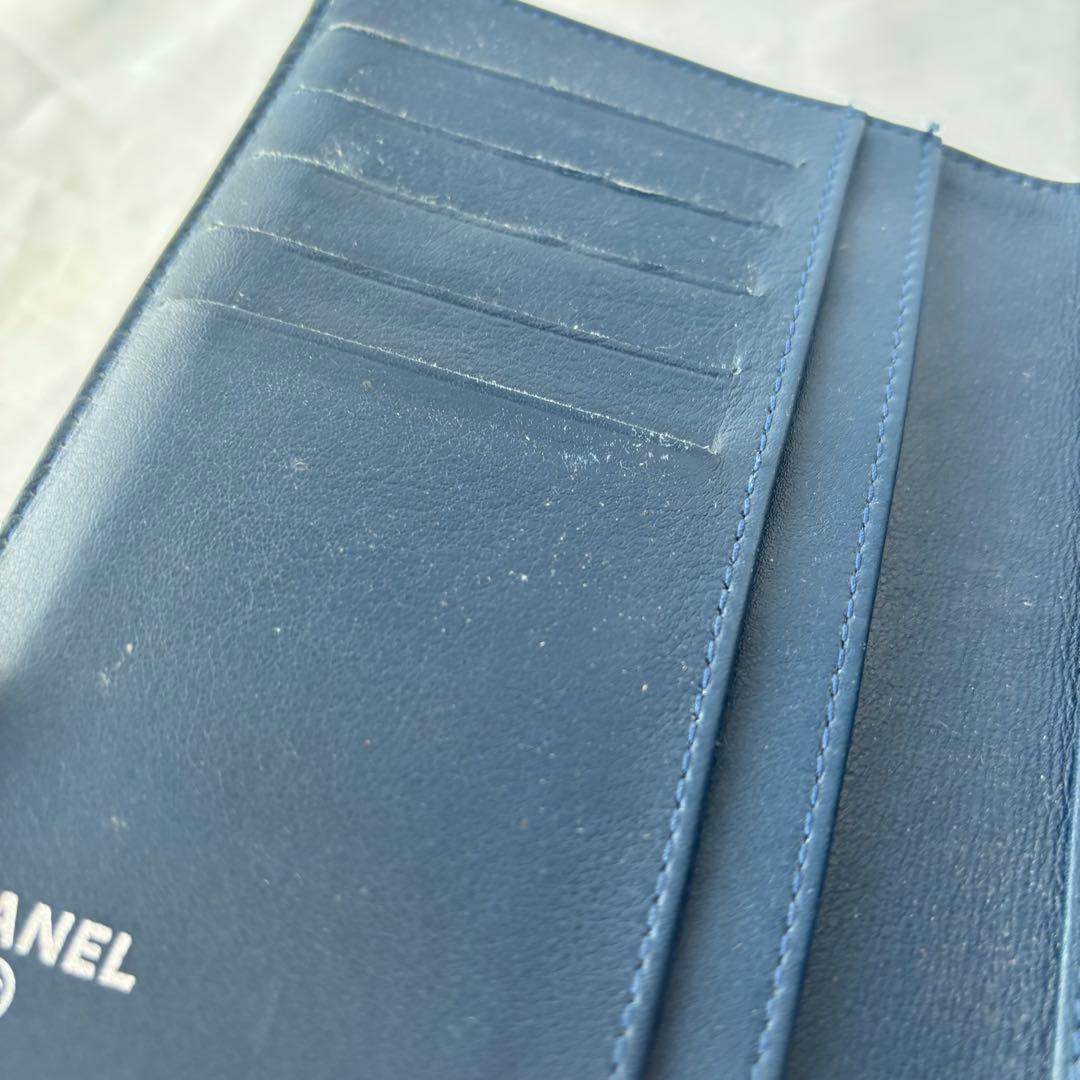 認証カード】CHANEL カメリア　折り財布 グリーン系 パテント　イタリア製