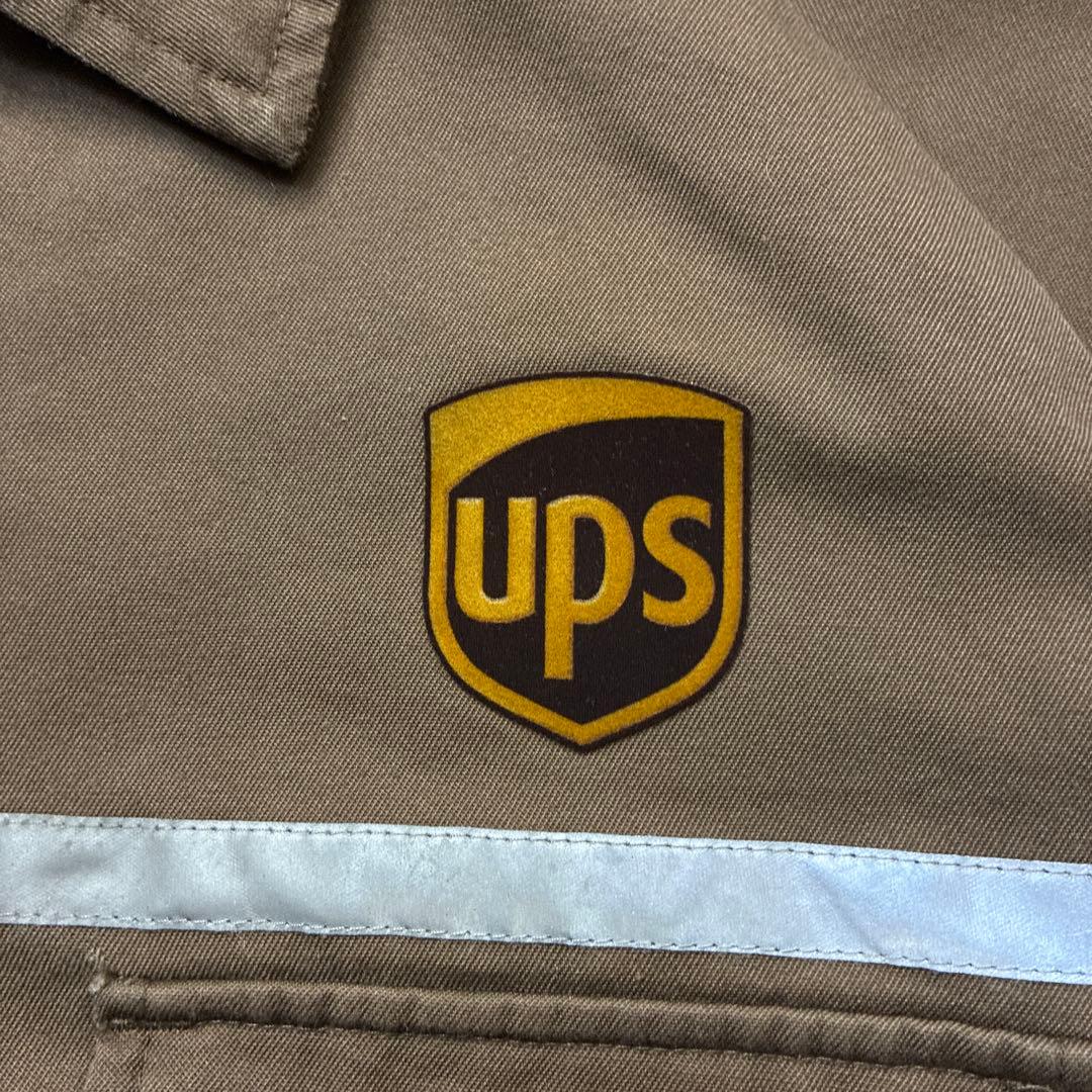 専用企業ロゴワークブルゾンupsハーフジップL相当リフレクターラグランプルオーバ