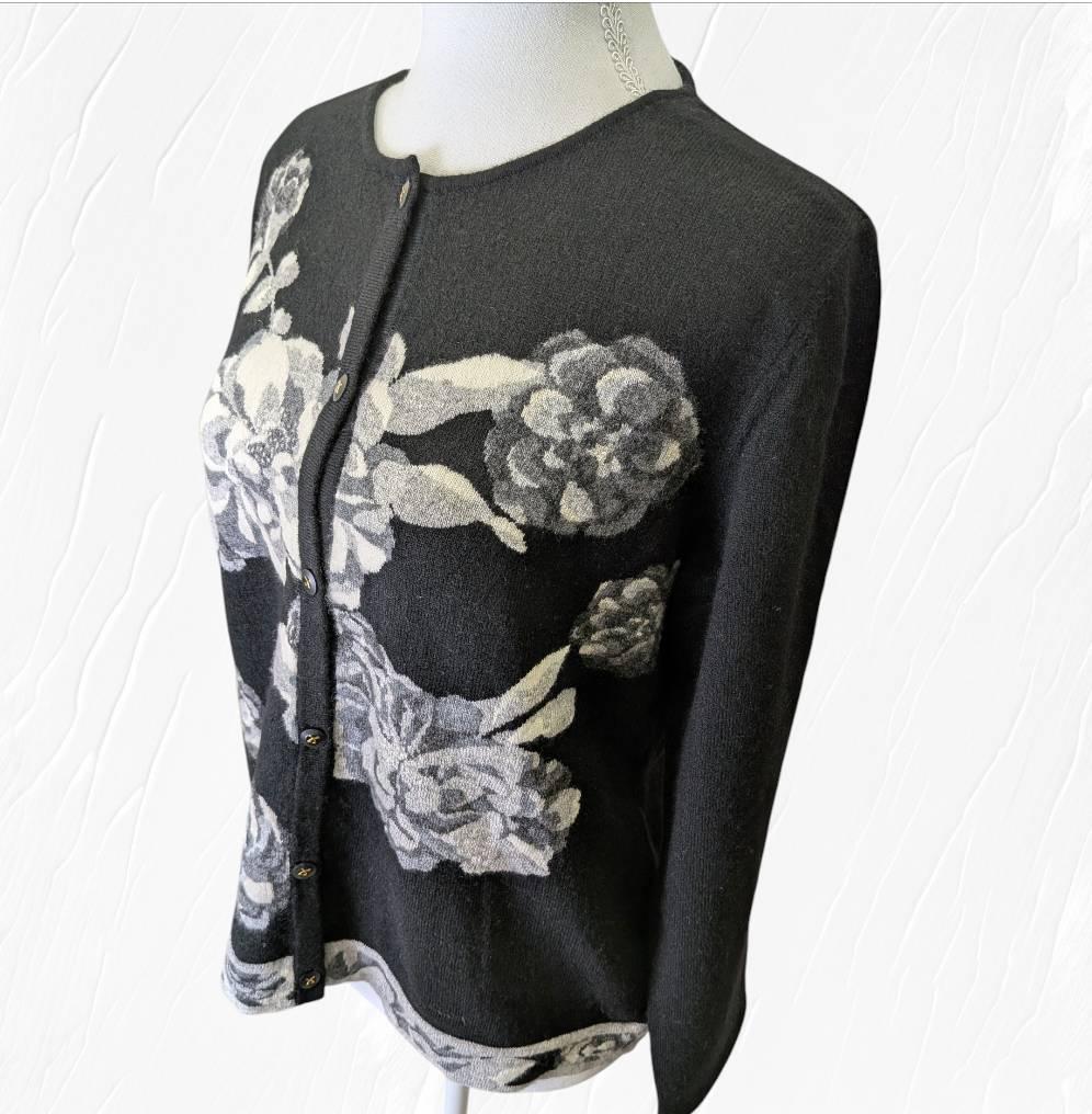 LEONARD レオナール 花柄 カシミヤ１００％ カーディガン ＬＬサイズ